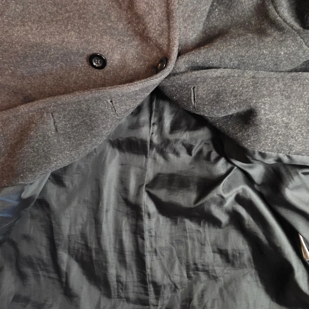 Arizona Jean Co‎ Womens Charcoal Gray 100% Wool Hooded Pea Coat Jacket Medium